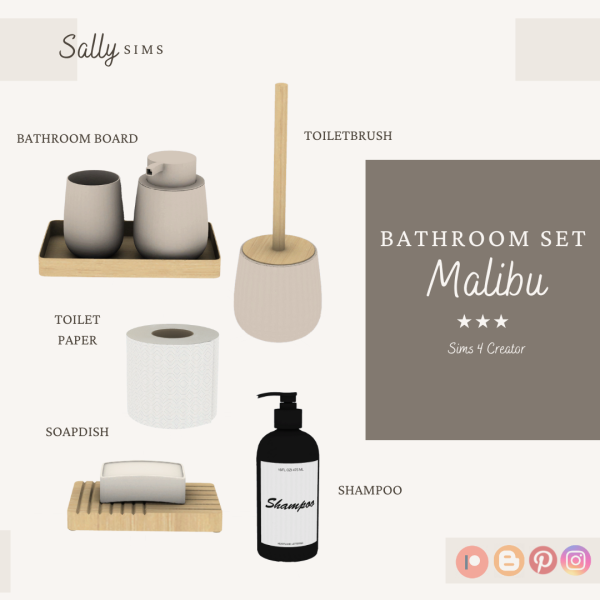 Alpha Bathroom Set MALIBU (Gift) by sally4sims - The Sims 4 Custom Content