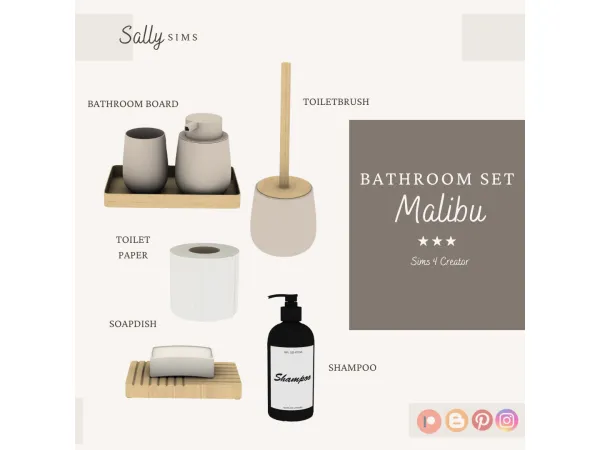Alpha Bathroom Set MALIBU (Gift) - The Sims 4 Custom Content
