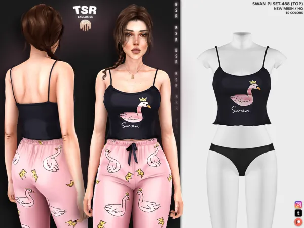 Alpha SWAN PJ SET 488 BD1281 BD1282 - The Sims 4 Custom Content