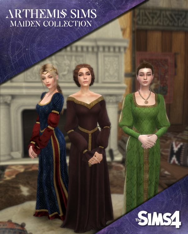 Alpha Three Medieval Dresses by simsfinds - The Sims 4 Custom Content