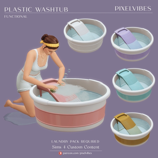Maxis Match Plastic Washtub by pixelvibes - The Sims 4 Custom Content