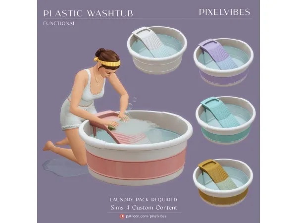 Maxis Match Plastic Washtub - The Sims 4 Custom Content