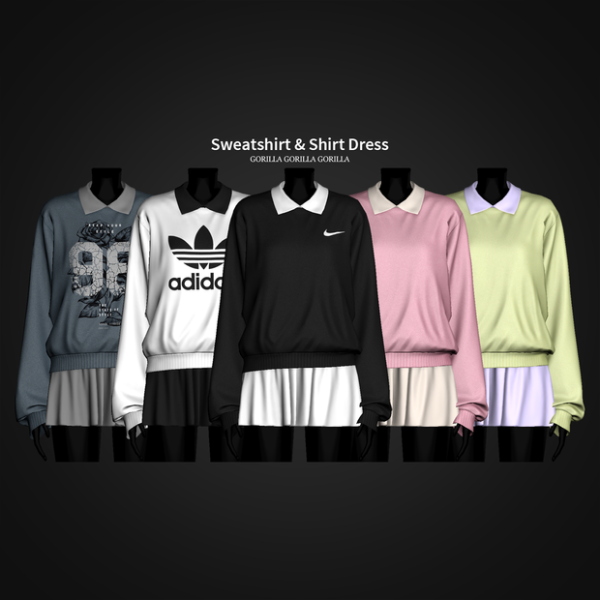 Alpha Sweatshirt Shirt Dress by simsfinds - The Sims 4 Custom Content