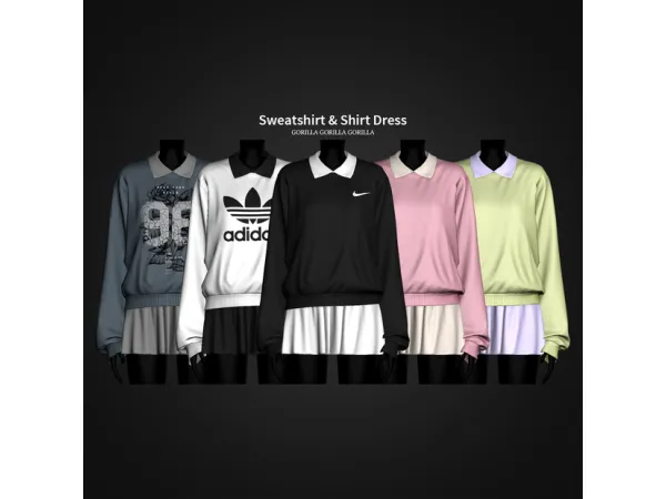Alpha Sweatshirt Shirt Dress by gorillax3 - The Sims 4 Custom Content