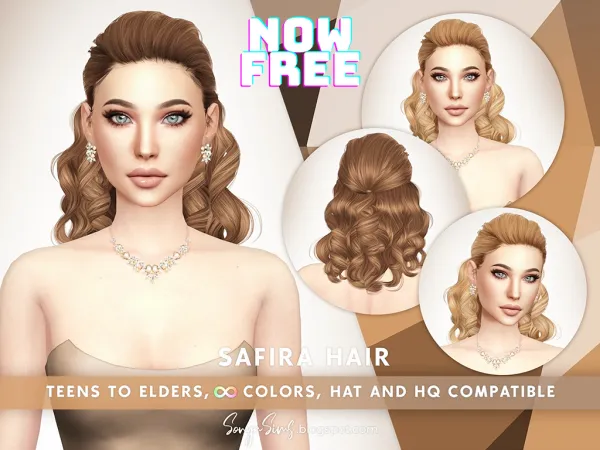 Alpha Safira Hair NOW FREE by simsfinds - The Sims 4 Custom Content