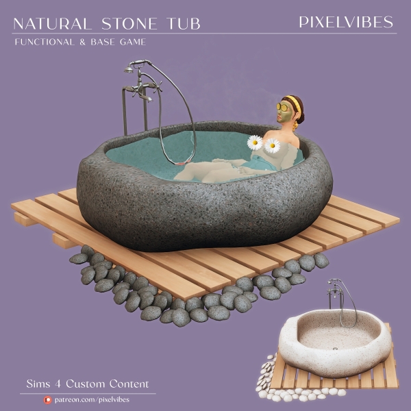 Maxis Match Natural Stone Tub by pixelvibes - The Sims 4 Custom Content