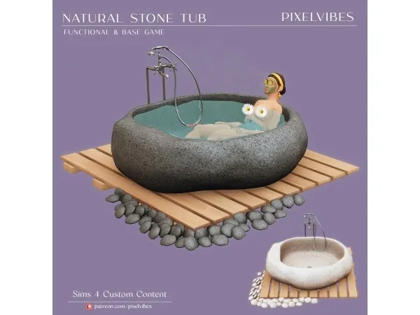 Maxis Match Natural Stone Tub - The Sims 4 Custom Content