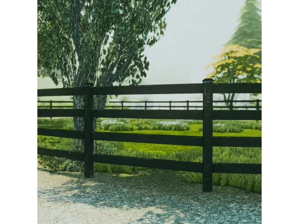 Mix Thoroughbred Farm 4 Rail Fence Kit by itssimplythesims - The Sims 4 Custom Content