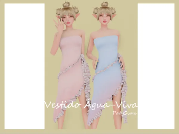 Alpha Vestido Água vida PatySims - The Sims 4 Custom Content