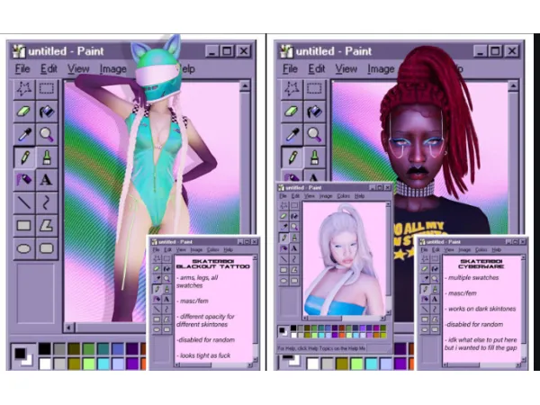 Mix Tattoos and Cyberware by Skaterboisims - The Sims 4 Custom Content