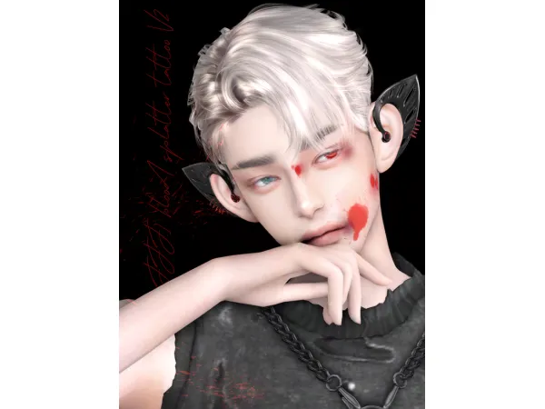 Mix [JJJ] blood splatter tattoo V2 - The Sims 4 Custom Content