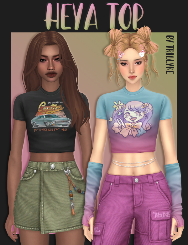 Maxis Match Heya Top (2 versions) by simsfinds - The Sims 4 Custom Content