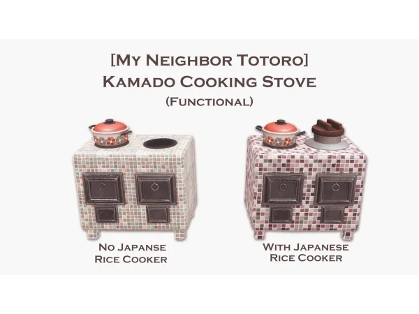 Maxis Match [My Neighbor Totoro] Kamado Cooking Stove (Functional) by rrtt - The Sims 4 Custom Content