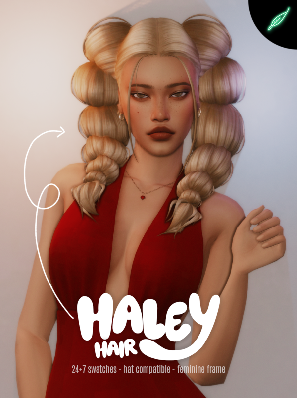 Maxis Match haley hair bubble pigtails by simsfinds - The Sims 4 Custom Content
