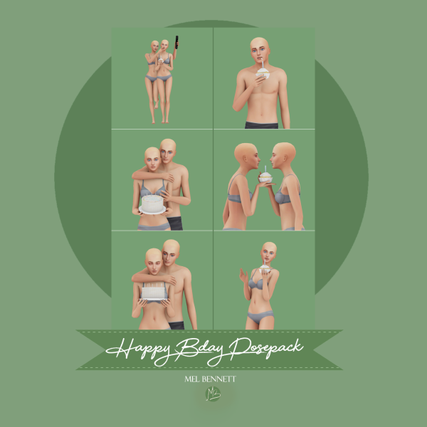 Mix Happy Birthday Acc and Posepack by melbennett - The Sims 4 Custom Content