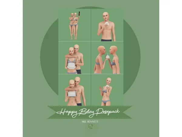 Mix Happy Birthday Acc and Posepack - The Sims 4 Custom Content