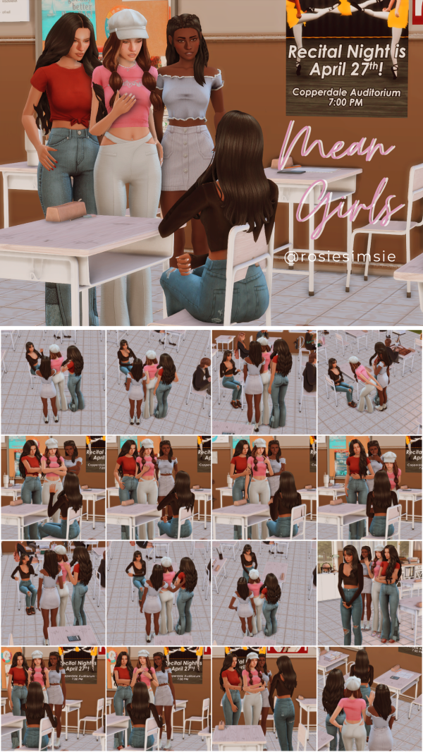 Mix Posepack Means Girls by simsfinds - The Sims 4 Custom Content