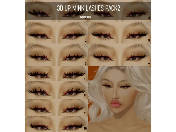 3D UP MINK LASHES PACK2 by BadddieSims