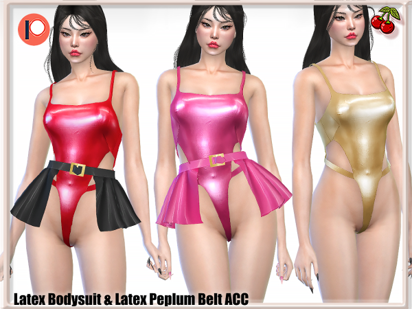 Alpha 43310450277903Latex Bodysuit Peplum Belt Acc by simsfinds - The Sims 4 Custom Content