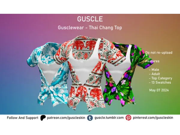 Alpha Thai Chang Top by Gusclewear - The Sims 4 Custom Content