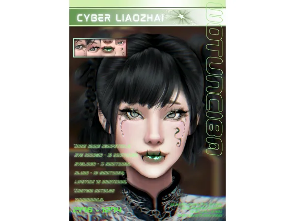 Mix Cyber Liaozhai Makeup Set by wotunciba - The Sims 4 Custom Content