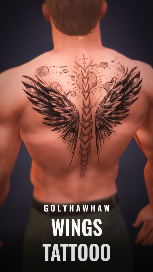 Mix WINGS TATTOO by simsfinds - The Sims 4 Custom Content