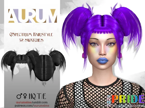 Alpha QSPECTRUM PIGTAILS HAIRSTYLE FOR - The Sims 4 Custom Content