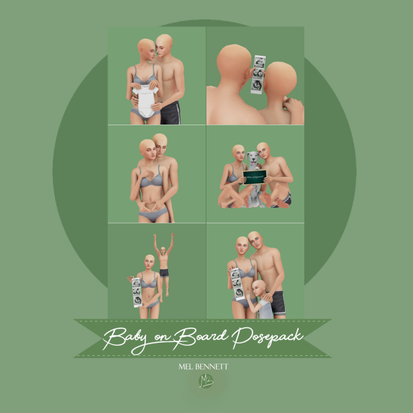 Mix Baby on Board Posepack by melbennett - The Sims 4 Custom Content