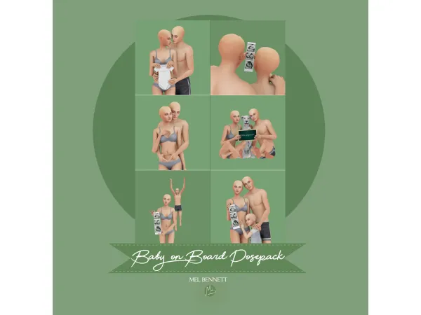 Mix Baby on Board Posepack - The Sims 4 Custom Content