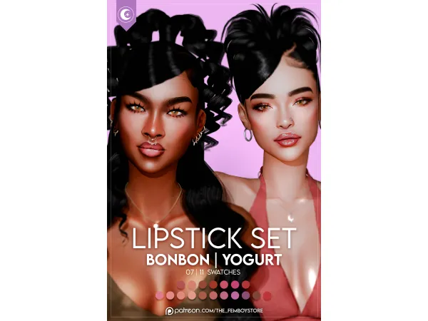 Alpha [FEMBOY] Lipstick Set by the_FemboyStore - The Sims 4 Custom Content