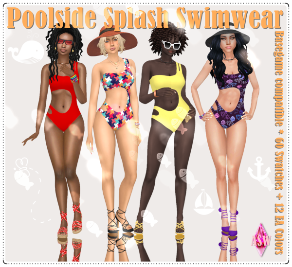 Maxis Match Poolside Splash Swimwear by simsfinds - The Sims 4 Custom Content