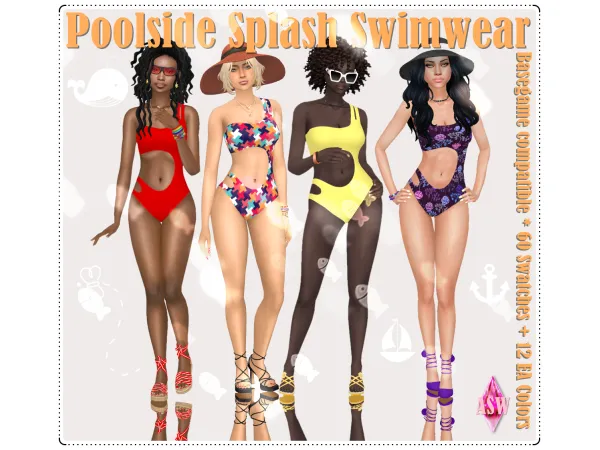 Maxis Match Poolside Splash Swimwear by AnnettsSims4Welt - The Sims 4 Custom Content