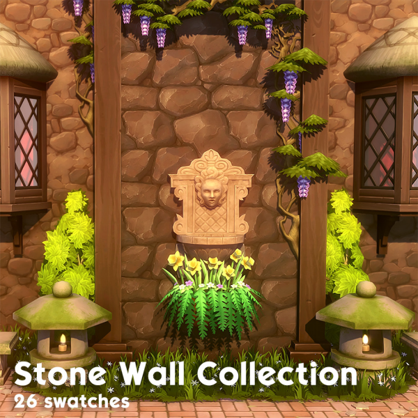Mix Stone Wall Collection by simsfinds - The Sims 4 Custom Content