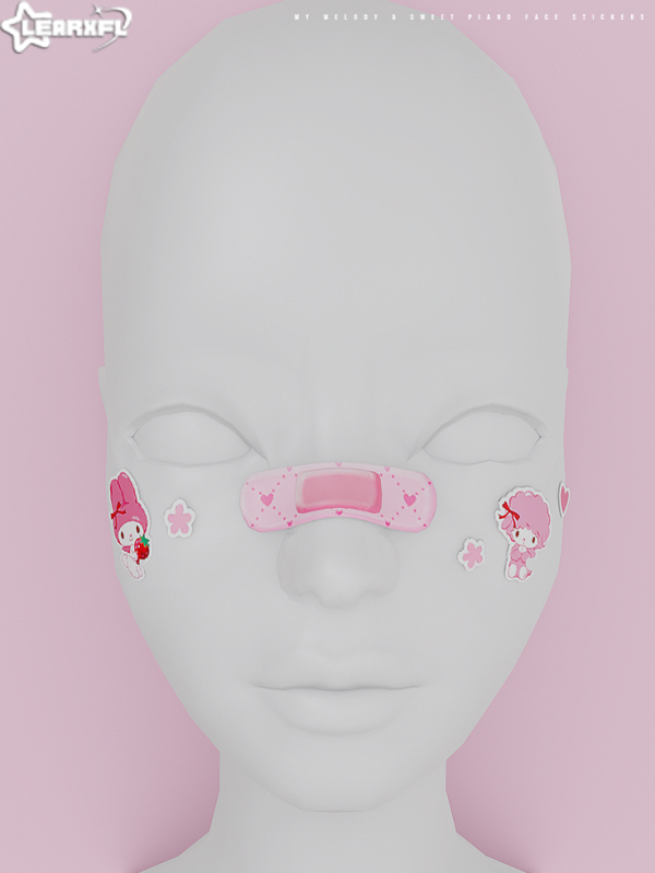 Mix My Melody Sweet Piano Face Stickers [117 Items] by simsfinds - The Sims 4 Custom Content