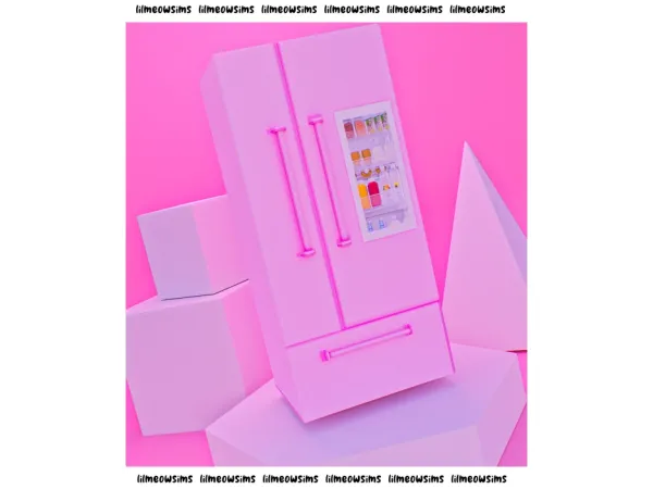Alpha Pink Refrigerator by lilmeowsimss - The Sims 4 Custom Content