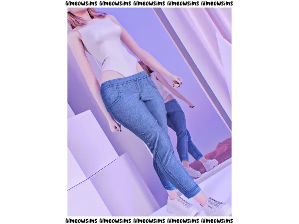 Alpha BodysuitJeans by lilmeowsimss - The Sims 4 Custom Content