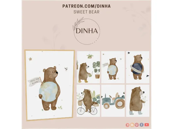 Mix Sweet Bear Paintings - The Sims 4 Custom Content