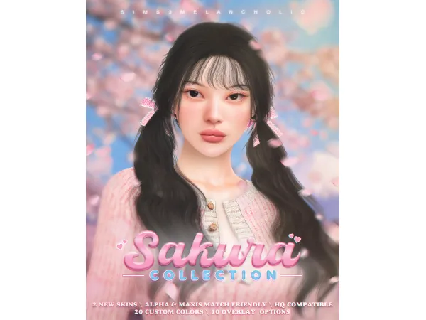 🌸 SAKURA COLLECTION: 2 NEW SKINS & OVERLAYS + base sims 🌸 by sims3melancholic