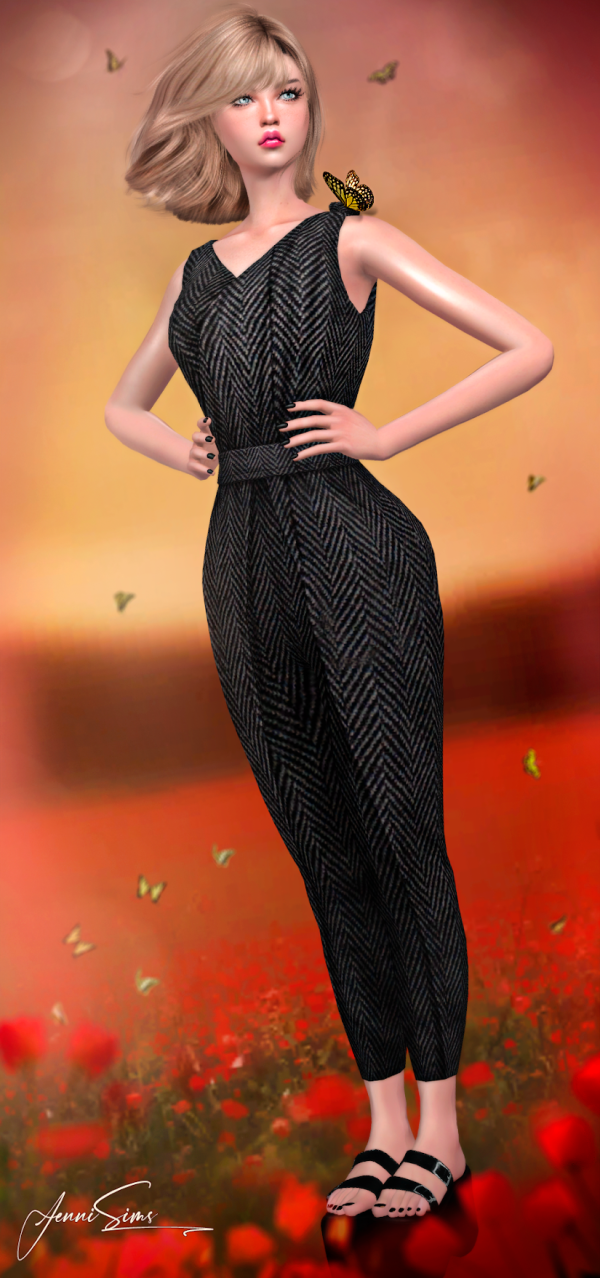 Alpha Jumpsuit Saree Jennisims by simsfinds - The Sims 4 Custom Content