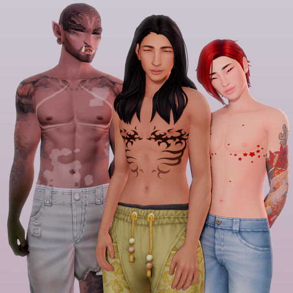 Mix Chest Tattoos Part 1 by simsfinds - The Sims 4 Custom Content