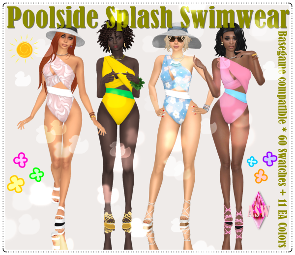 Maxis Match Poolside Splash Swimwear by simsfinds - The Sims 4 Custom Content