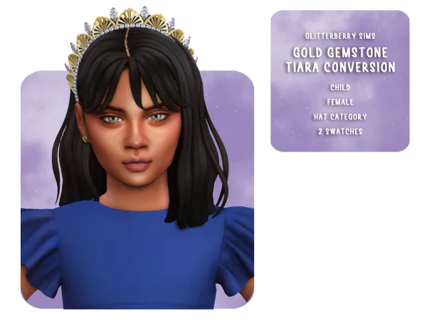 Mix Gold Gemstone Tiara Child Conversion by sims_berrie - The Sims 4 Custom Content