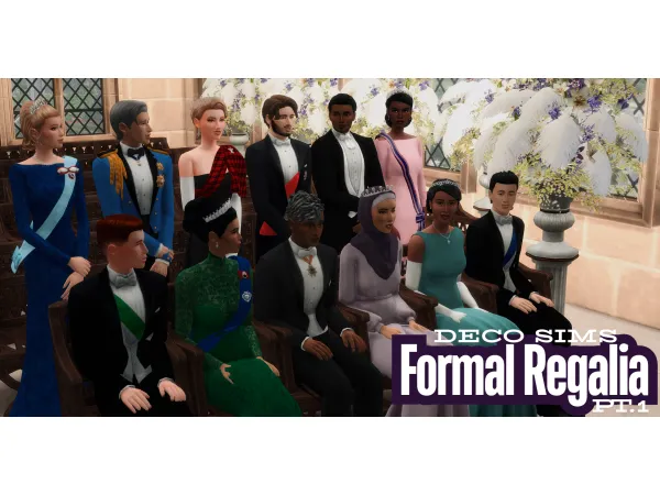 Maxis Match Formal Regalia Deco Sims Part 1 Guests Sitting and Standing (72 sims) by Trentonroyals - The Sims 4 Custom Content