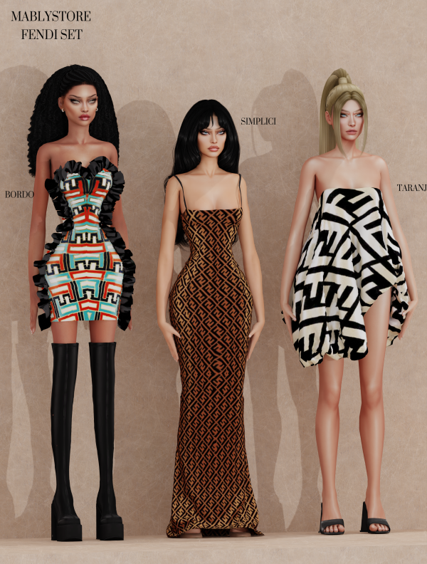 Alpha FENDI SET by simsfinds - The Sims 4 Custom Content