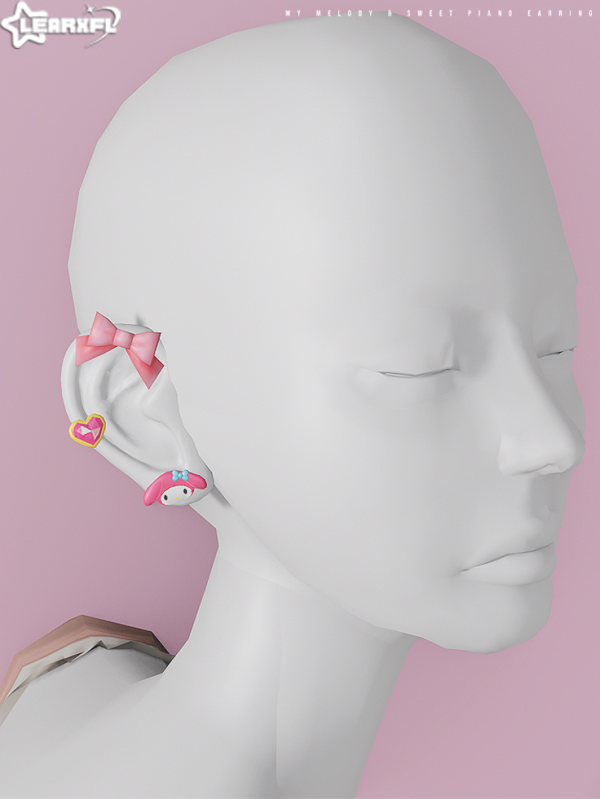 Alpha My Melody Sweet Piano Earrings [517 Items] by simsfinds - The Sims 4 Custom Content