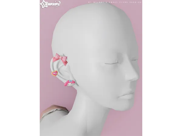 Alpha My Melody Sweet Piano Earrings [517 Items] by Learxfl - The Sims 4 Custom Content