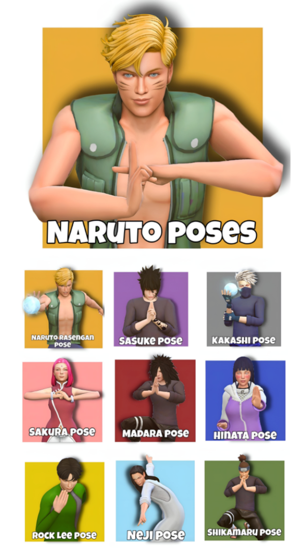 Mix Naruto poses by simsfinds - The Sims 4 Custom Content