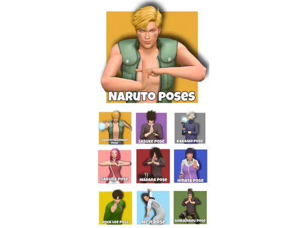 Mix Naruto poses by al_zhex - The Sims 4 Custom Content