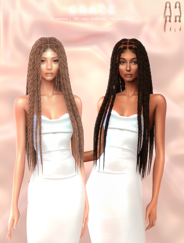 Alpha Grace Hairstyle by greenteahoney - The Sims 4 Custom Content