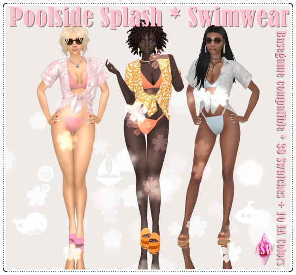 Maxis Match Poolside Splash Swimwear by simsfinds - The Sims 4 Custom Content